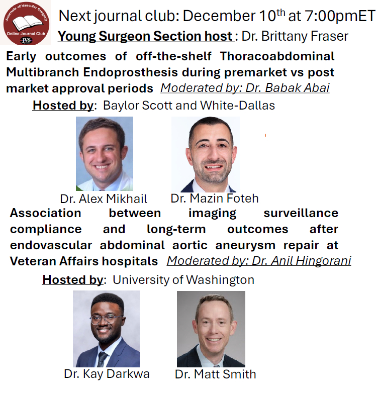 Image for the Tweet beginning: JVS December Online Journal Club
🗓